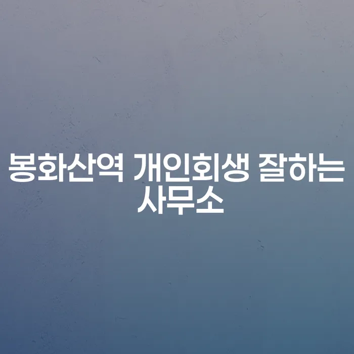 봉화산역 개인회생 잘하는 사무소